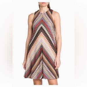 Authentic Missoni Metallic zigzag Sleeveless A-line Mini Dress 2 US 38 Italy new